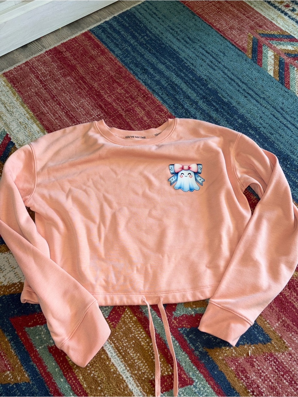 tek gear Peach Crewneck Sweatshirt with Cute Ghost Patch